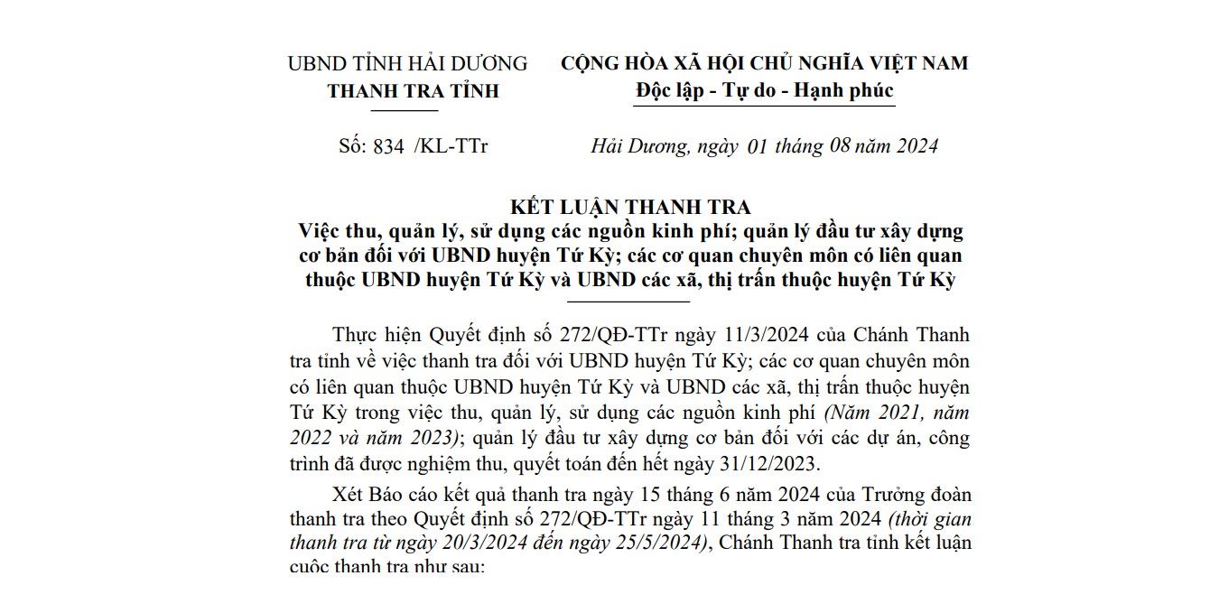 Nhiều trường học ở Tứ Kỳ, Hải Dương thu, chi sai quy định